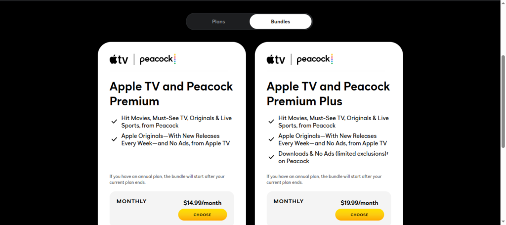 peacock bundle plans